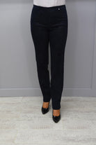 Robell Marie Self Pattern Suedette Navy Trouser - 51412 54669 69