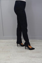 Robell Marie Self Pattern Suedette Navy Trouser - 51412 54669 69