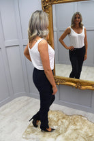 Robell Marie Self Pattern Suedette Navy Trouser - 51412 54669 69