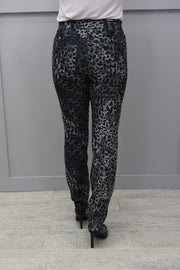 Robell Nena Leopard Print Grey Trousers - 52545 54762 93