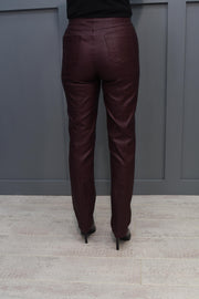 Robell Bella Plum Faux Leather Full Length Trousers - 51559 54344 58