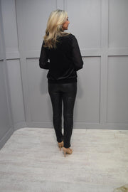 Fm Collection Black Sparkle Cowl Neck Long Sleeve Top - 2647 Alycia