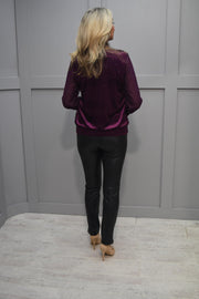 Fm Collection Mulberry Sparkle Cowl Neck Long Sleeve Top - 2647 Harriet