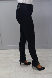 Robell Rose Navy Patterned Full Length Trousers Super Slim Fit - 51673 54825 69