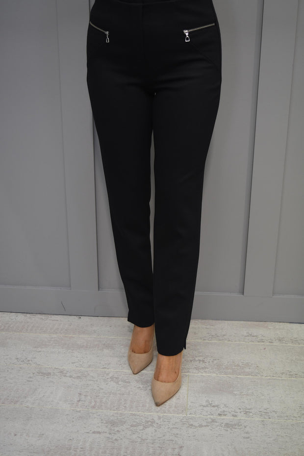 Robell Black Modern Mimi Trousers With Front Zip - 52476 54501 90