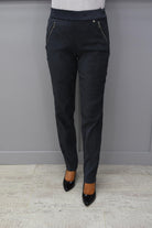 Robell Grey Faux Suede Nena Trouser With Zip Pockets - 52566 54451 95