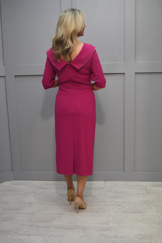 Cassandra Royal Magenta Pink With Roll Neck & Diamante Detail - Jolo 230