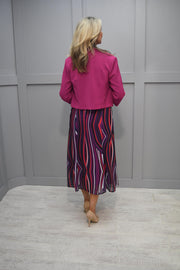 Via Veneto Purple, Black & Red Dress With Magenta Over Coat - V3725