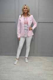 Just White Pale Pink Blazer With White Button Detail - 2915 300