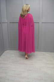 Couture Club Magenta Pink Dress With Cape Sleeve Detail - 7G175
