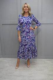 Marc Angelo Blue, White & Purple Butterfly Wing Print Dress With Frill Bottom - 3135 D38