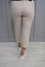 Robell Beige Marie Seersucker Crop Trouser With Diamonte Detail - 51576 54554 14