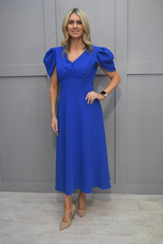 Kate Cooper Royal Blue Dress With Puff Shoulder Detail - 23145