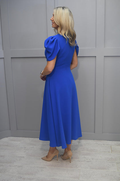 Kate Cooper Royal Blue Dress With Puff Shoulder | Style Boutique NI