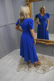 Kate Cooper Royal Blue Dress With Puff Shoulder Detail - 23145