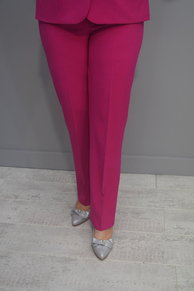 Via Veneto Fuchsia Pink Straight Trousers - Sarah Fuchsia