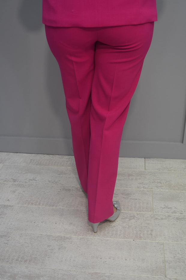 Via Veneto Fuchsia Pink Straight Trousers - Sarah Fuchsia