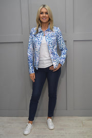 Robell White, Blue & Pink Leopard Print Happy Jacket - 57641 54749 62
