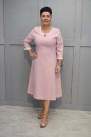 Lizabella Blush Pink Dress With Neck & Sleeve Pearl Detail - 2583 40