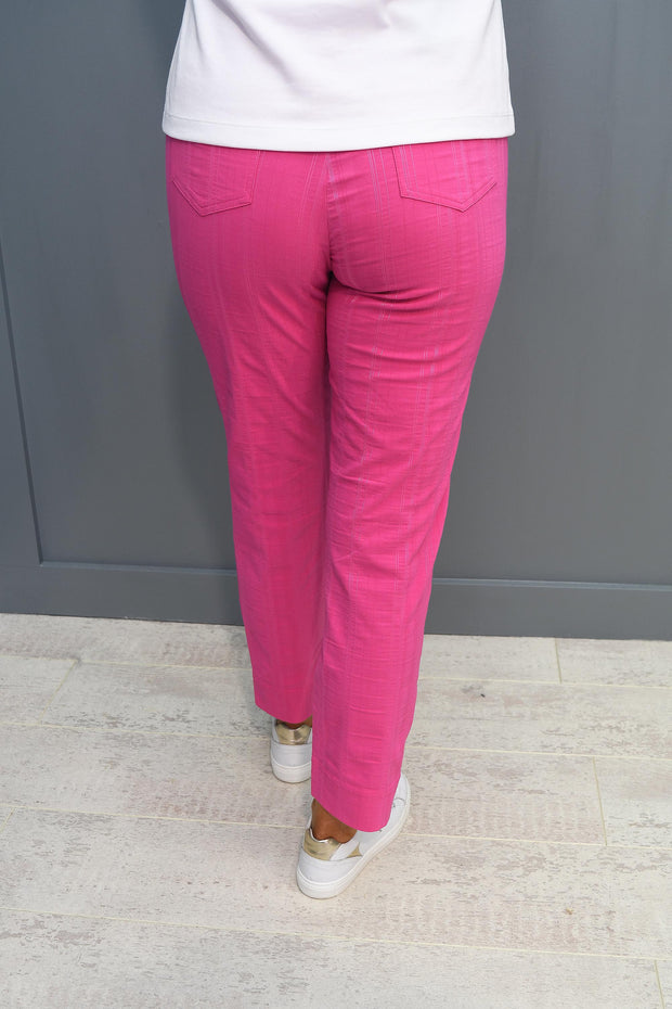 Robell Pink Bella Seersucker Trousers - 52642 54554 433