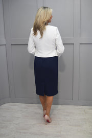 Via Veneto Navy & White Outfit With Bow Detail Short Jacket - Audrey 1