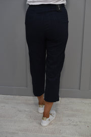 Robell Marie 07 Seersucker Crop Trouser With Diamonte Detail - 51576 54554 69