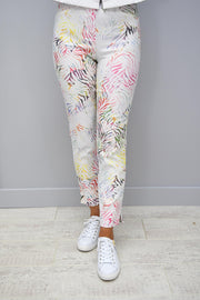 Rose 09 Full Length Cream Print Pattern Trousers - 51627 54828 14