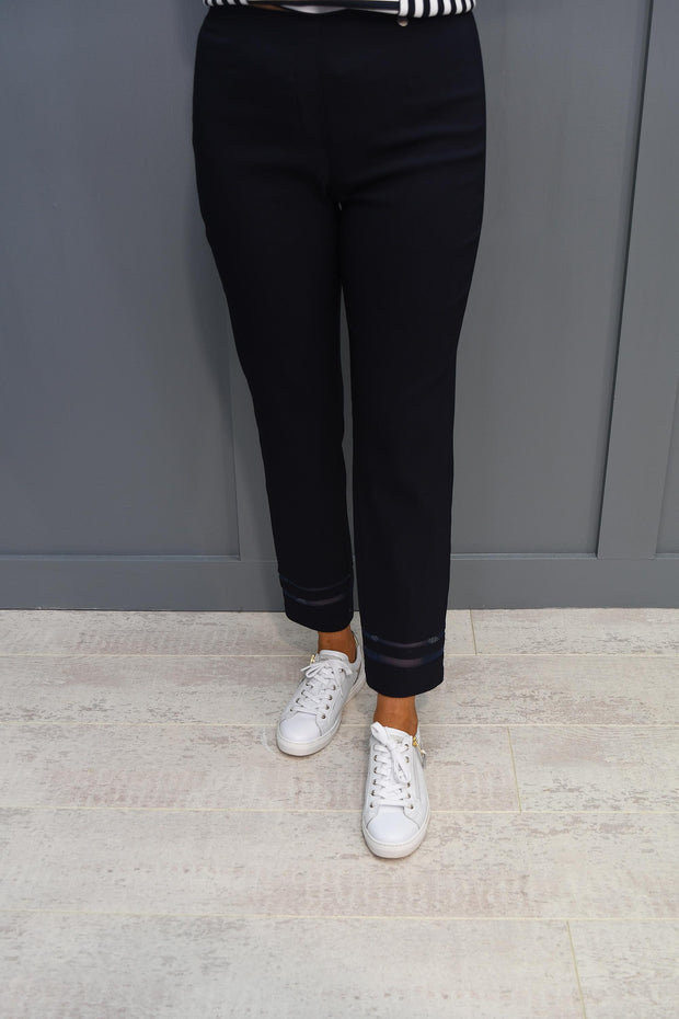 Robell Navy Trouser With Mesh Detail At Ankle -  51428 5499 69