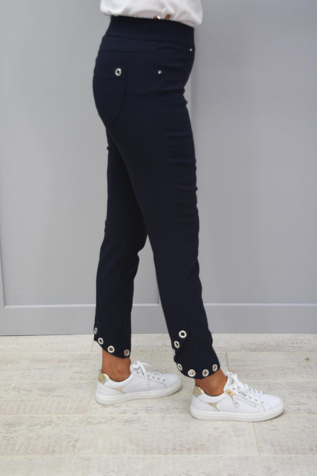 Robell Rose Navy Trouser With Ring Detail At Bottom - 51666 5499 69