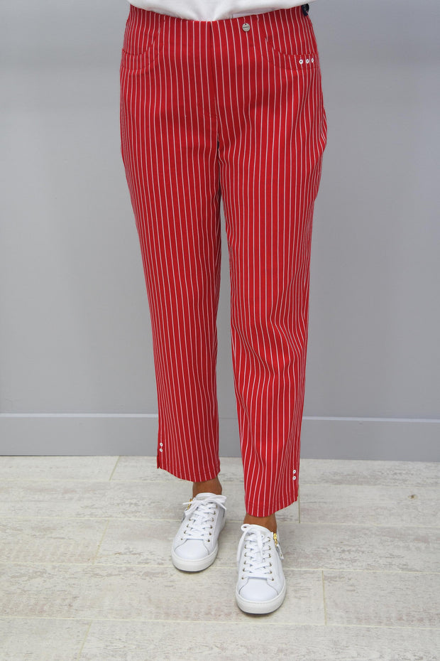 Robell Bella 09 Red Striped Trousers - 52483 54567 41