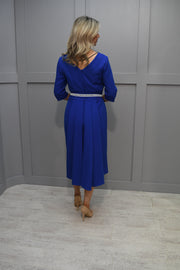 Cassandra Blue Sleeved  Dress With Square Neckline Neckline - Cao Blue 90