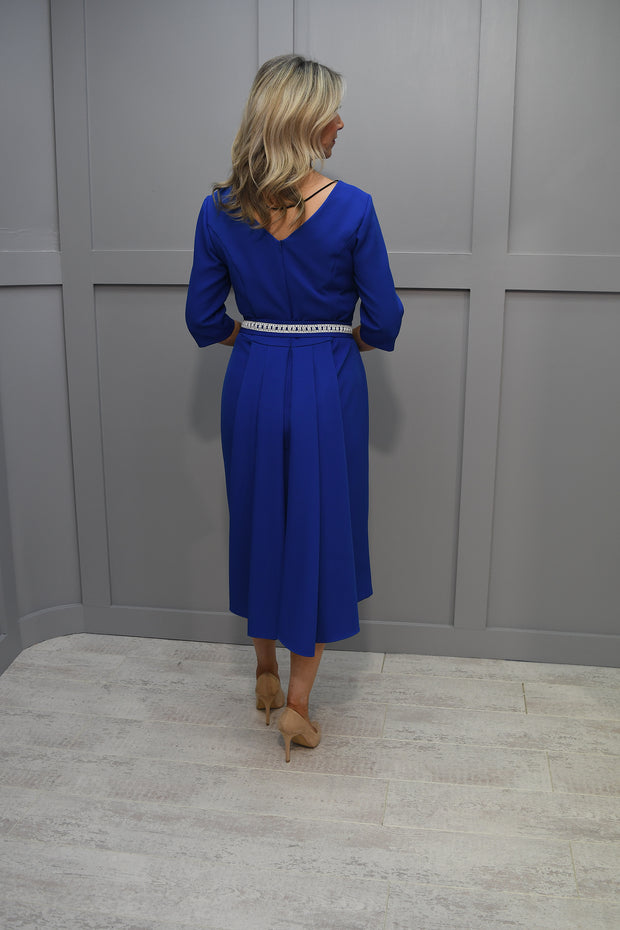 Cassandra Blue Sleeved  Dress With Square Neckline Neckline - Cao Blue 90