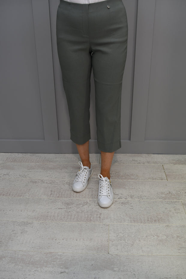 Robell Marie Army Green Cropped Trousers - 51576 5499 881