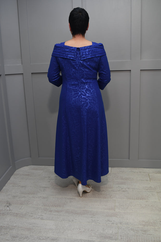 Cassandra Royal Blue Dress Enhanced With Rose Pattern - Sinels 120 A