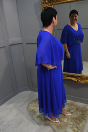  Lizabella Cobalt Blue Cape Dress With Diamante Detail - 2431 20