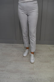 Robell Marie 07 Silver Gray & White Stripe Trousers - 51659 54370 920